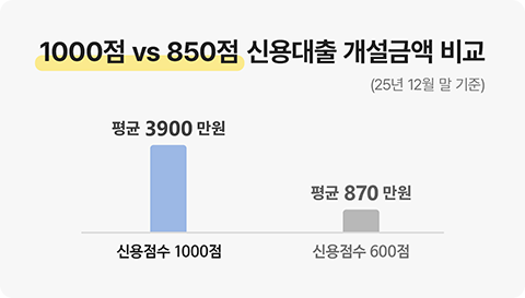 1000점 vs 600점 대출현황 비교