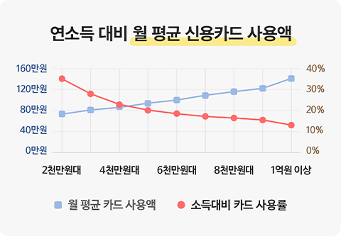 연소득 대비 월 평균 신용카드 사용액