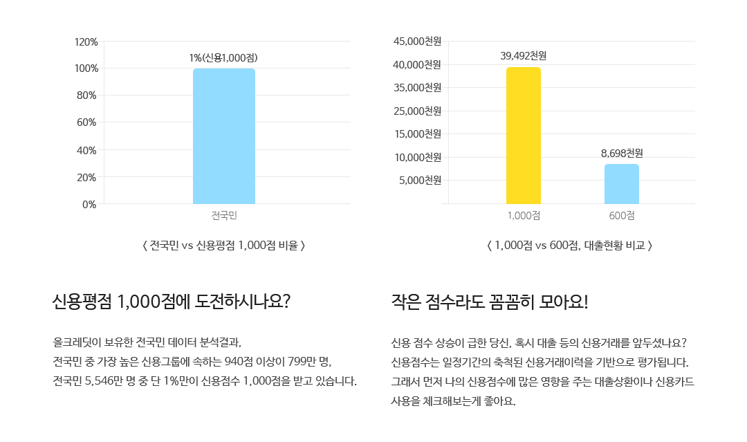 신용평점 비율, 대출 현황비교 이미지